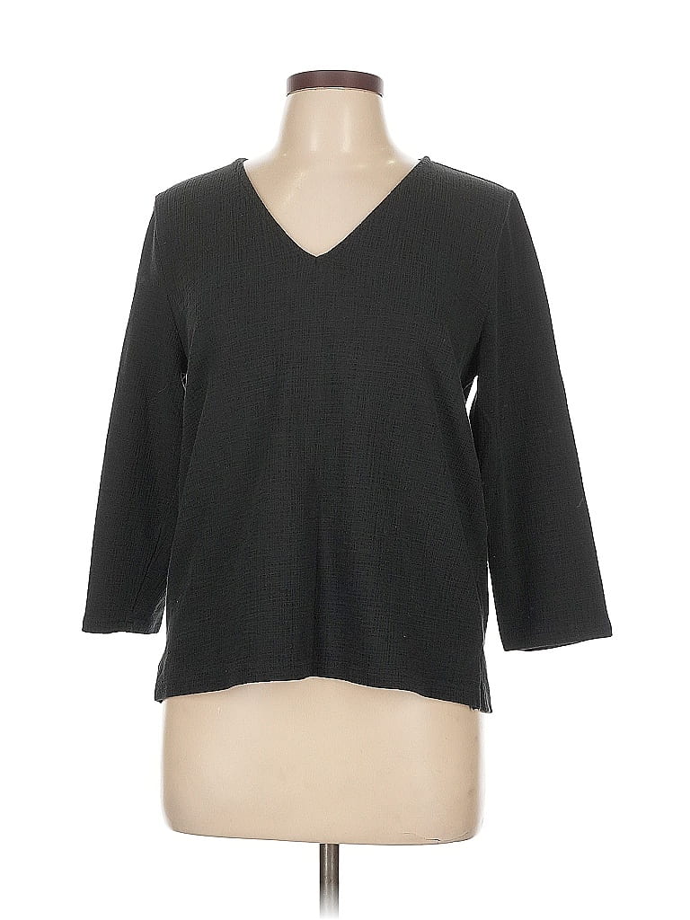 Pre-owned J.crew Factory Store 3/4 Sleeve Top Gray V Neck Tops