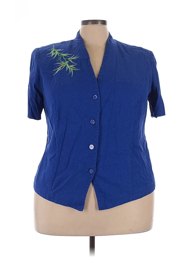 Pre-owned Dressbarn Short Sleeve Blouse In Blue