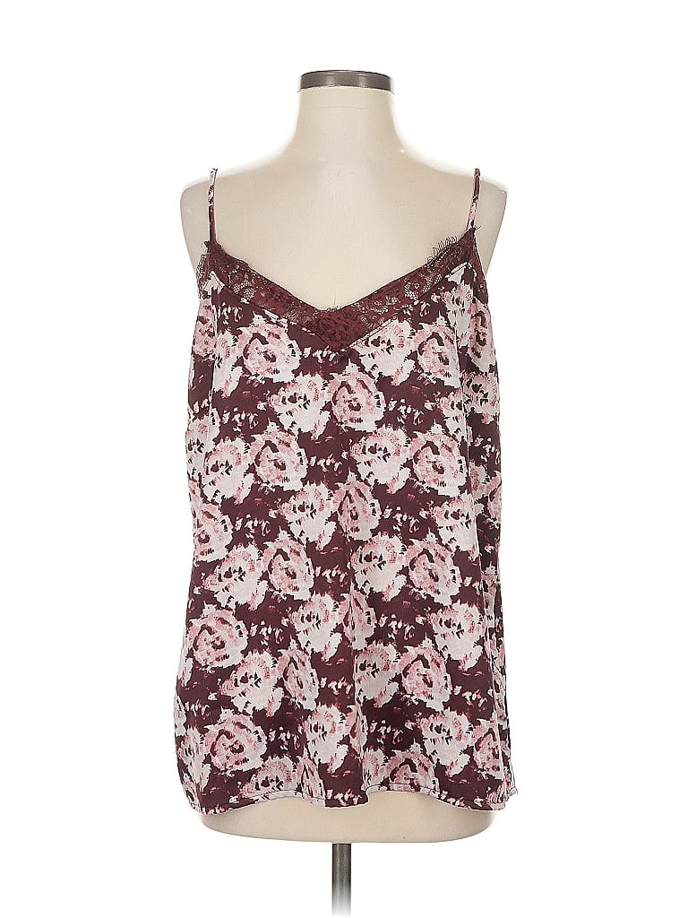 Pre-owned Halogen Sleeveless Top Burgundy Sweetheart Neckline Tops