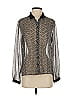 IKKS 100% Polyester Animal Print Silver Black Long Sleeve Blouse Size XS (estimated) - photo 1