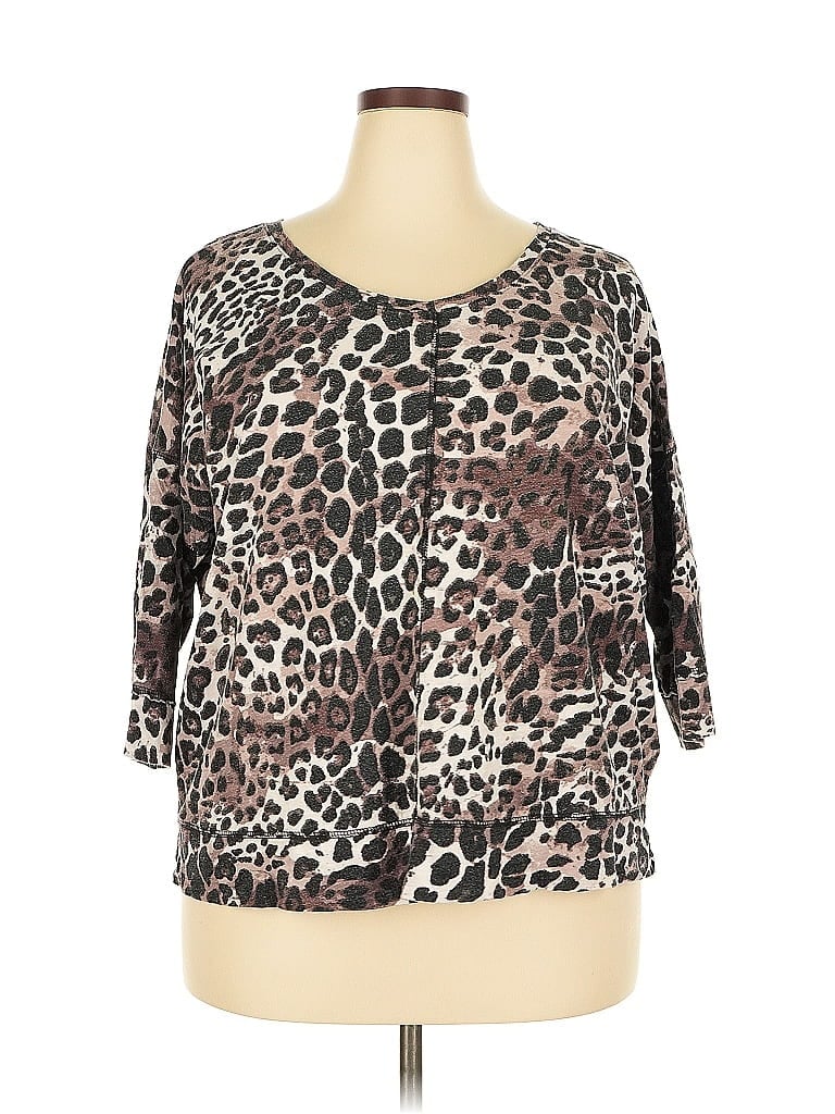 Pre-owned Lane Bryant 3/4 Sleeve T-shirt In Black