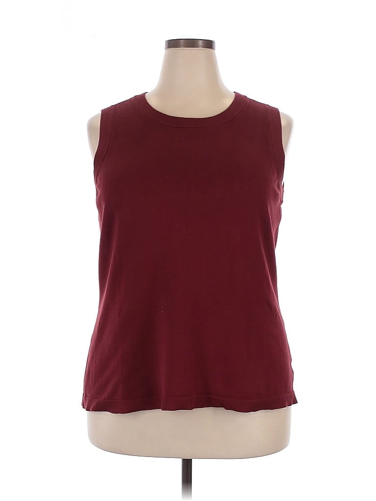 Pre-owned Lane Bryant Sweater Vest In Burgundy