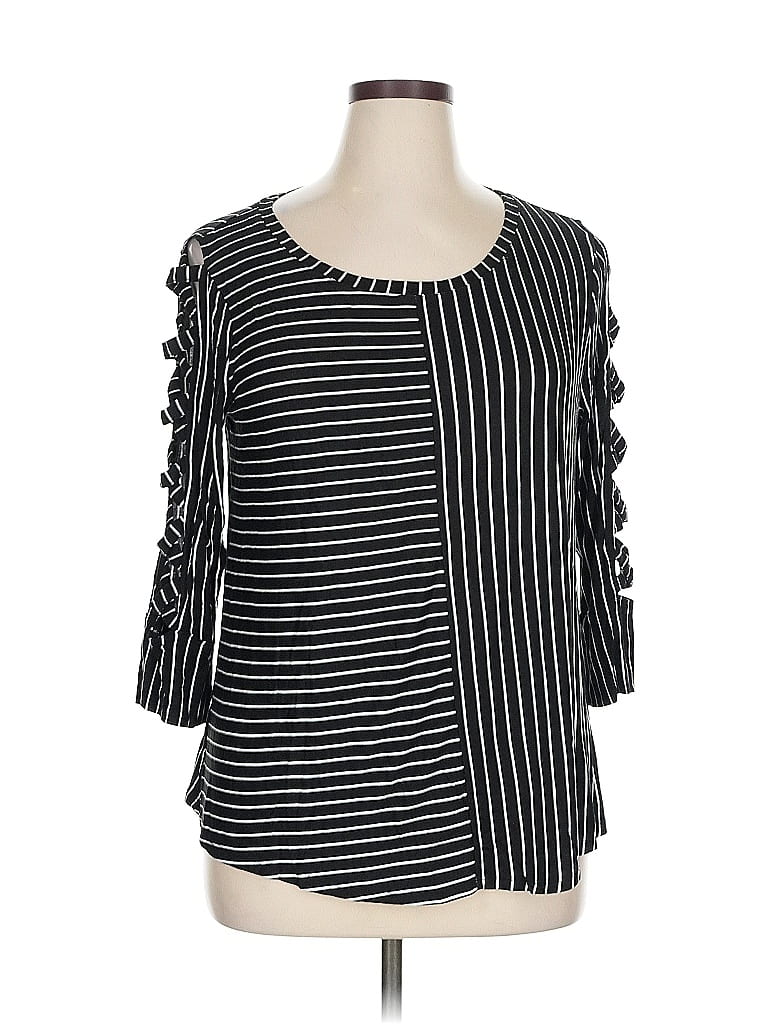 Pre-owned Jennifer Lopez 3/4 Sleeve Top Black Square Neckline Tops