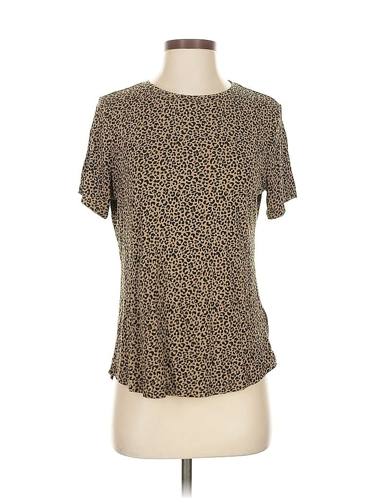 Pre-owned Old Navy Short Sleeve Top Brown Scoop Neck Tops