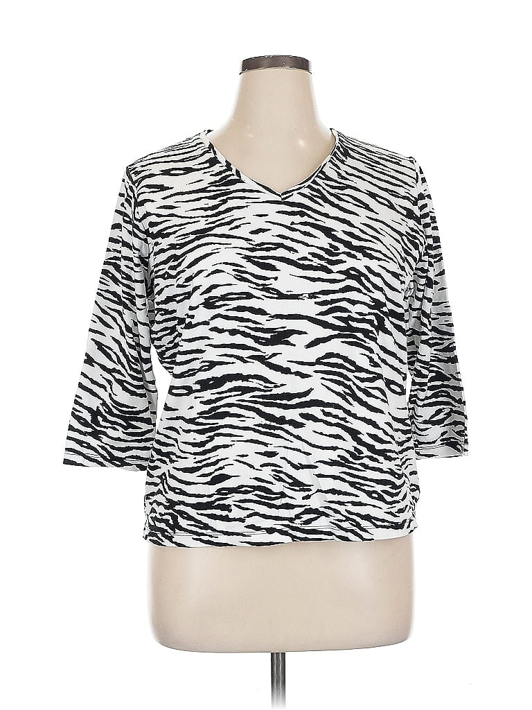 Pre-owned Jones New York Signature 3/4 Sleeve T-shirt In White