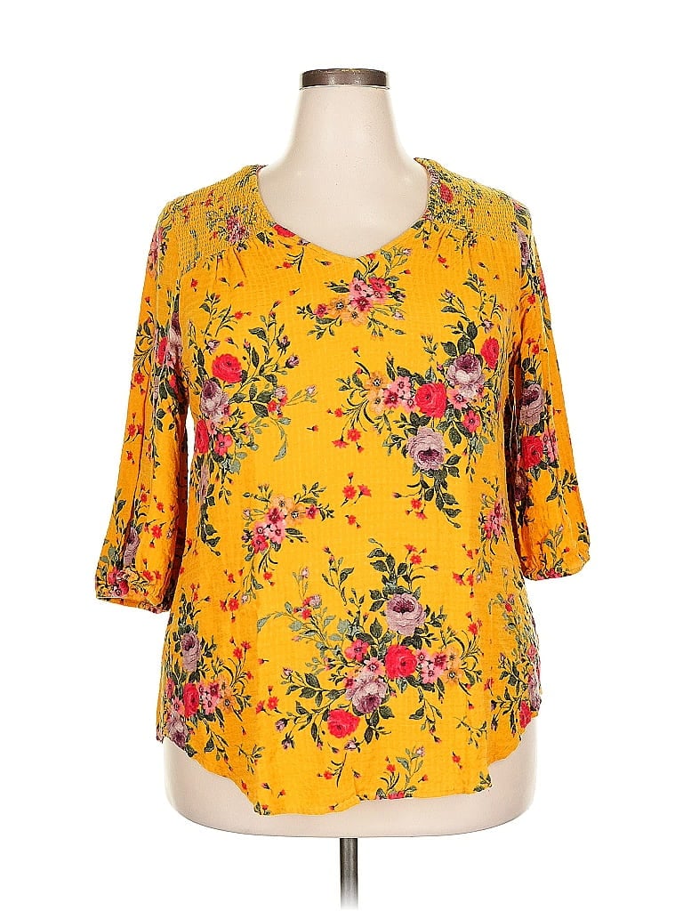 Pre-owned Torrid 3/4 Sleeve Blouse In Yellow