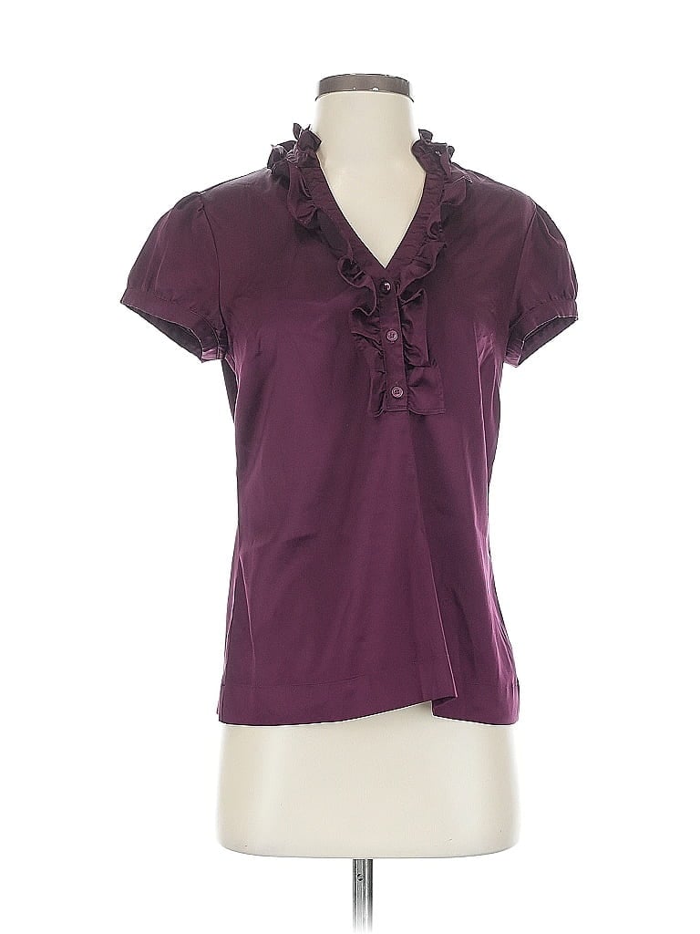 Pre-owned Ann Taylor Factory Short Sleeve Blouse In Purple