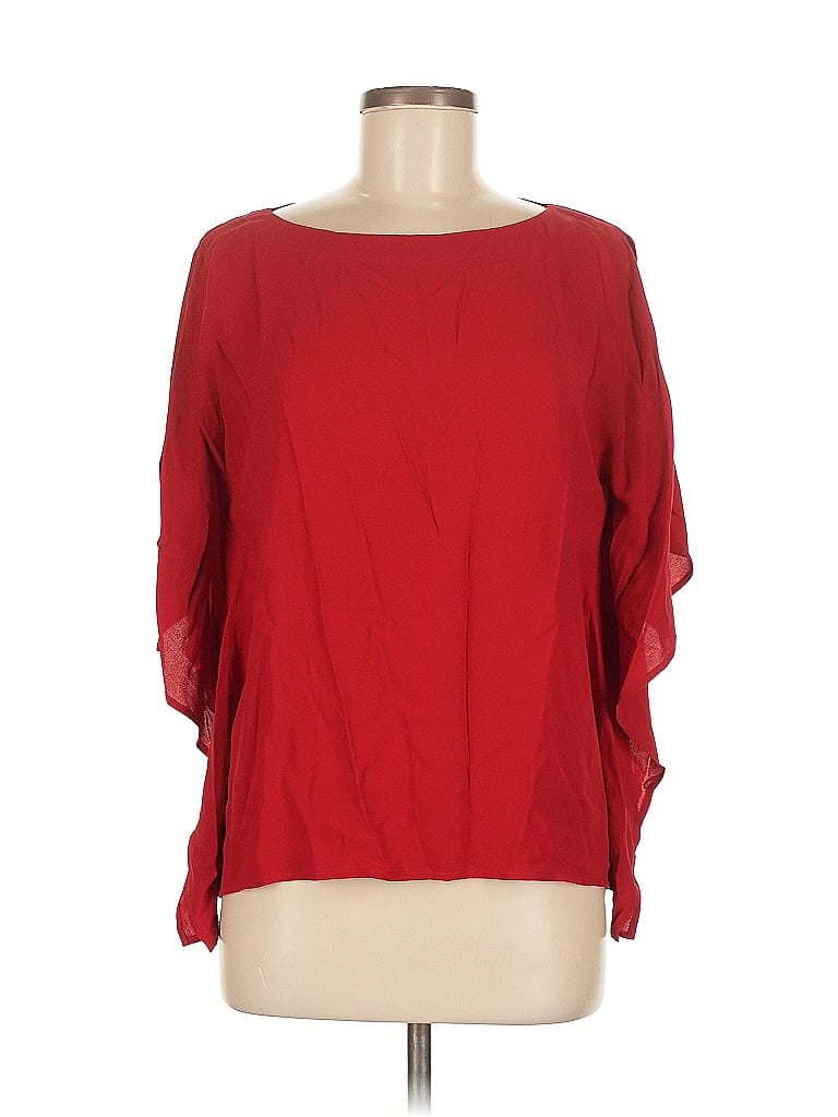 Pre-owned Eileen Fisher 3/4 Sleeve Blouse In Red