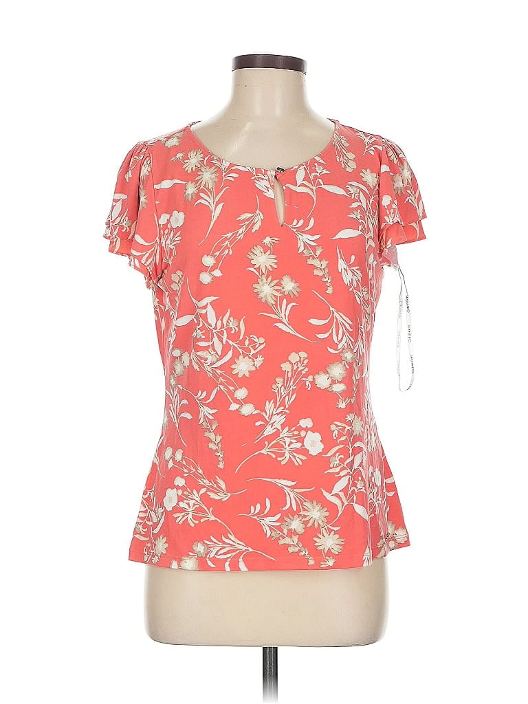 Pre-owned Calvin Klein Short Sleeve Blouse In Orange