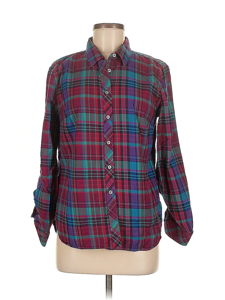 Pre-owned Talbots Outlet Long Sleeve Button Down Shirt In Burgundy