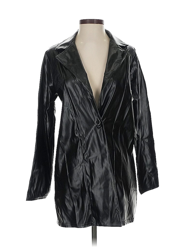 Pre-owned Prettylittlething Faux Leather Jacket In Black
