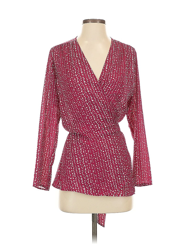 Pre-owned Allison Joy Long Sleeve Blouse In Burgundy