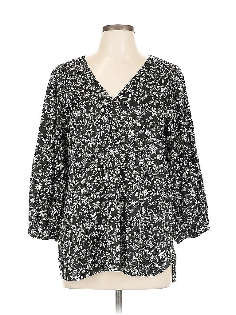 Pre-owned Zac & Rachel 3/4 Sleeve Blouse In Black