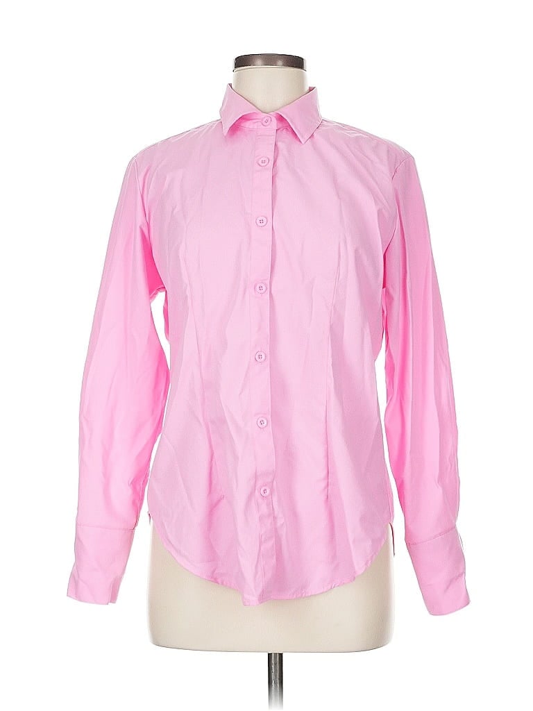 Pre-owned Unbranded Long Sleeve Button Down Shirt In Pink