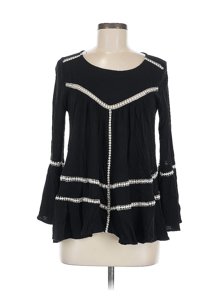 LAPIS Pre-owned Long Sleeve Blouse In Black