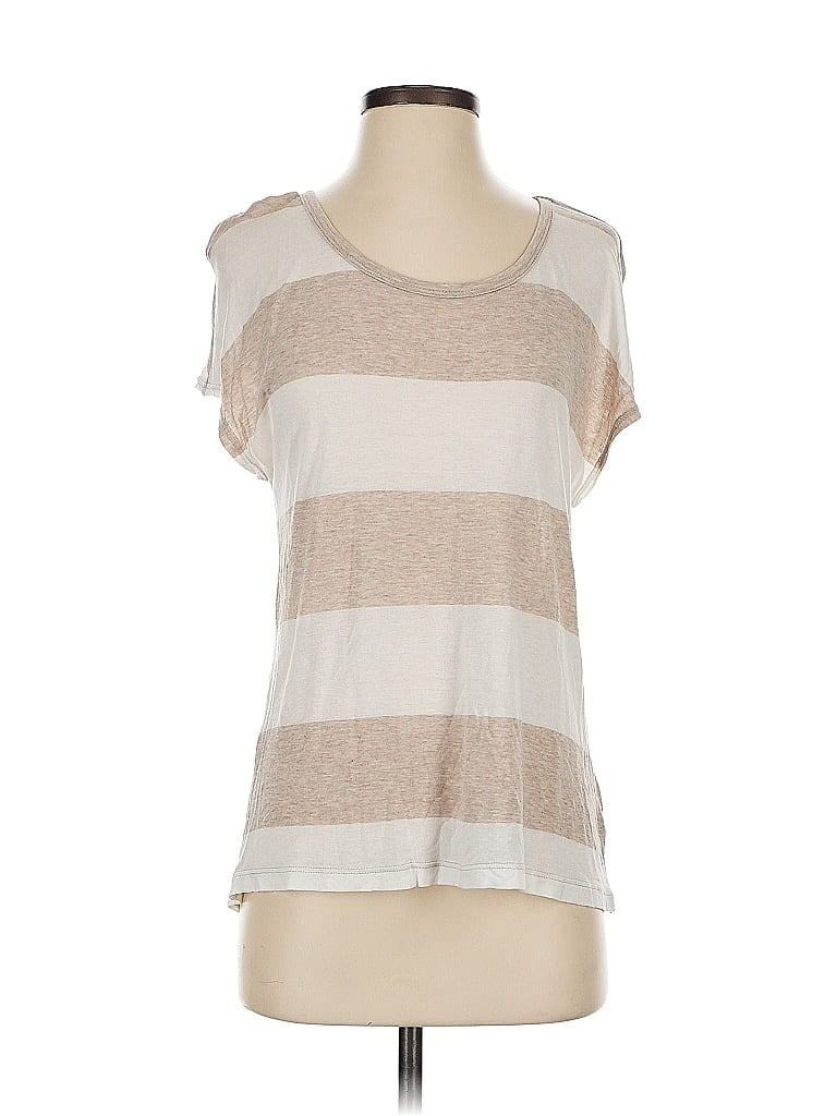 Pre-owned Soft Joie Short Sleeve Top Tan Scoop Neck Tops In Brown