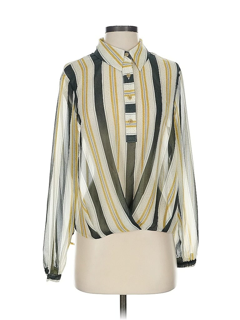 Pre-owned Cabi Long Sleeve Blouse In White