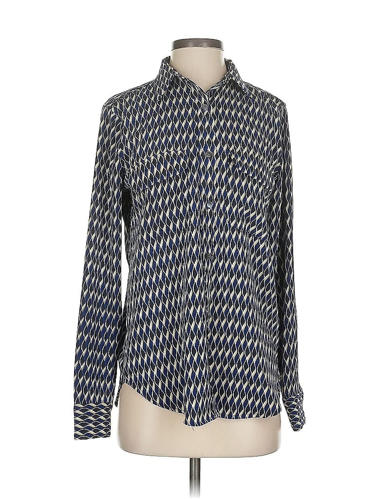 Pre-owned T Tahari Long Sleeve Blouse In Blue