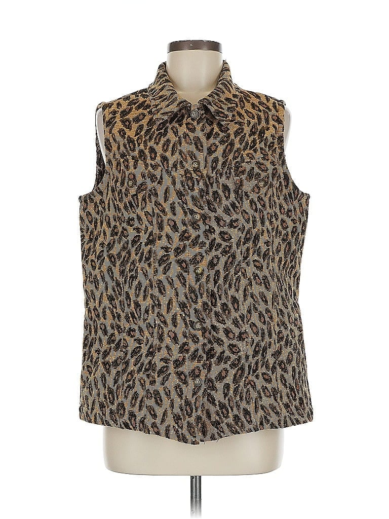 Pre-owned Coldwater Creek Faux Fur Vest In Gold