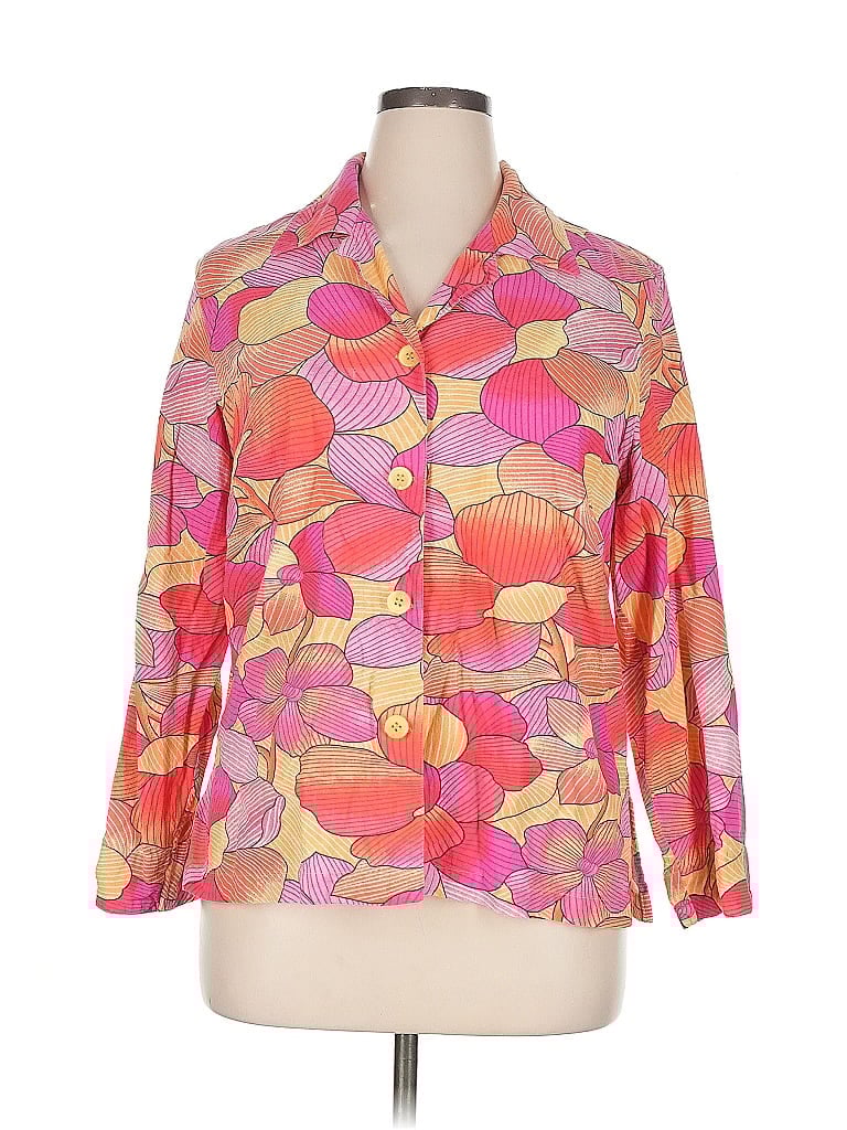 Pre-owned Coldwater Creek 3/4 Sleeve Button Down Shirt In Pink