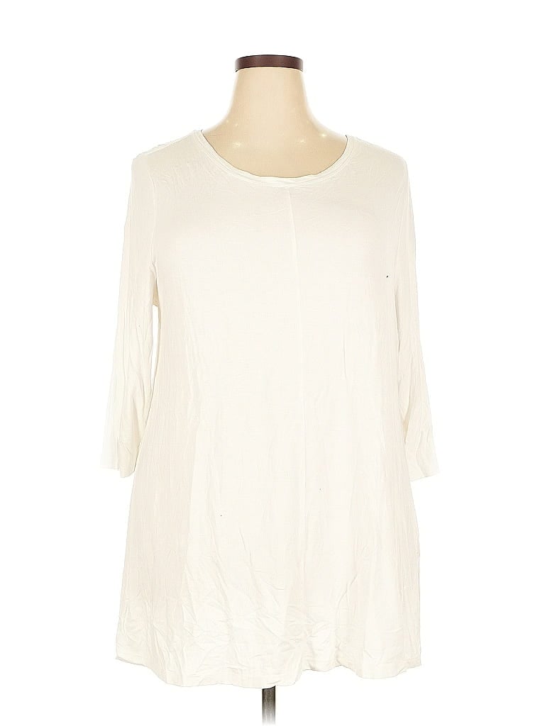 Pre-owned Lane Bryant 3/4 Sleeve T-shirt In White