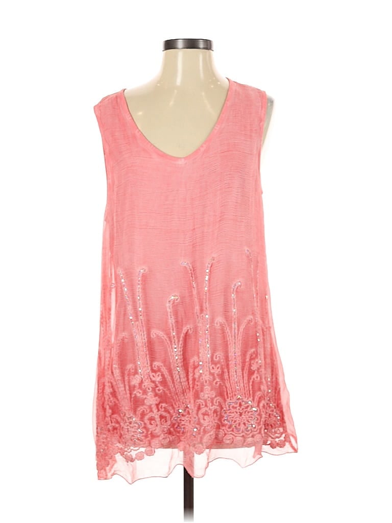 Pre-owned Soft Surroundings Sleeveless Silk Top Pink V Neck Tops