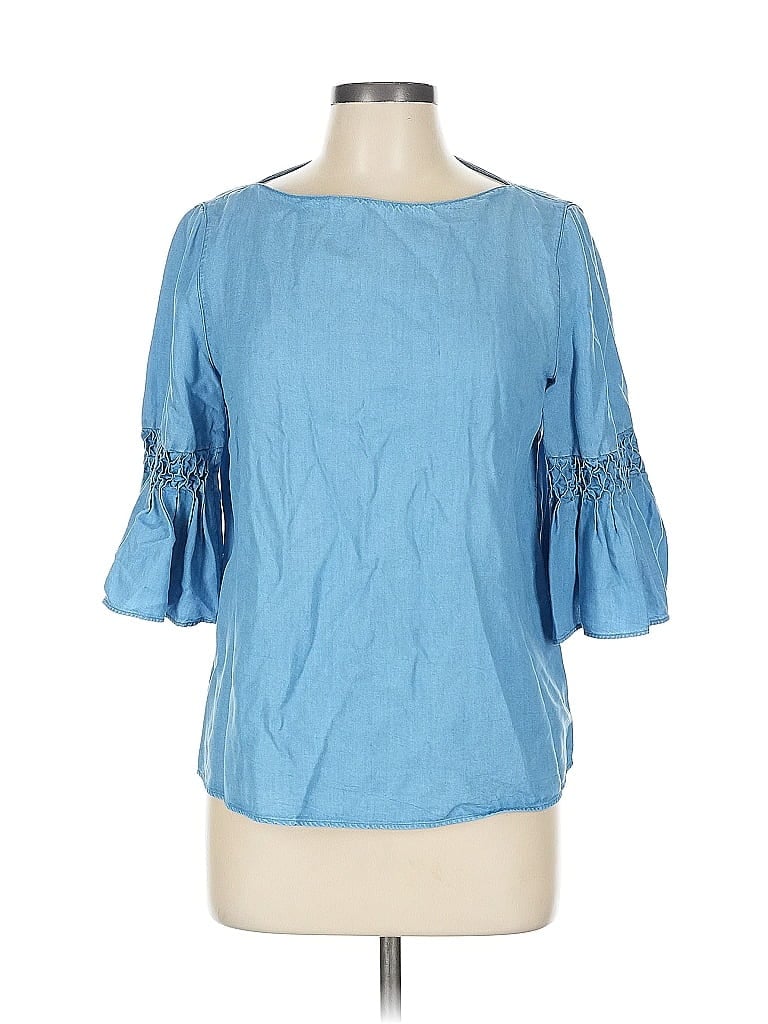 Pre-owned Massimo Dutti 3/4 Sleeve Blouse In Blue