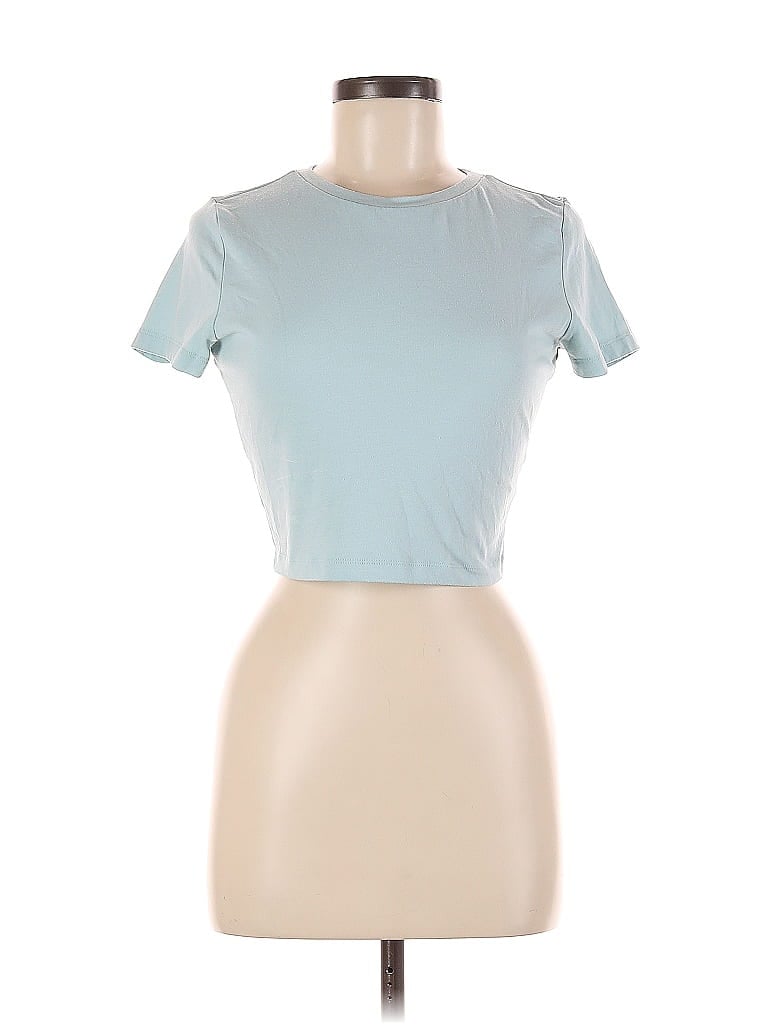 Pre-owned Wild Fable Short Sleeve Top Teal Keyhole Neckline Tops In Blue