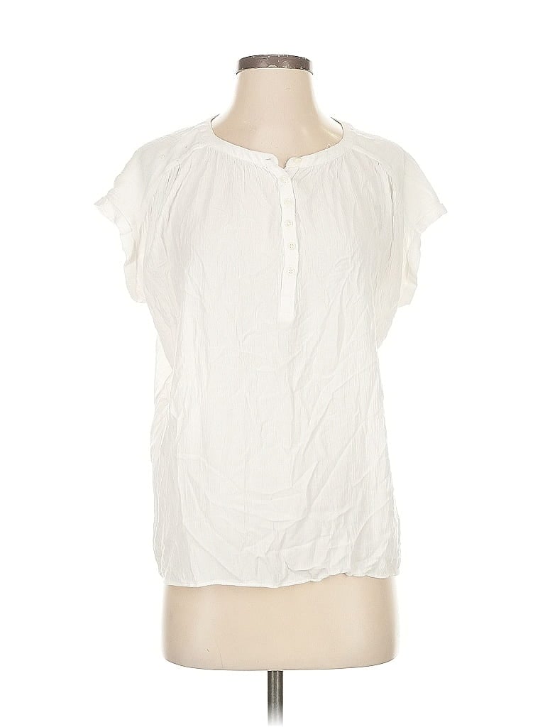 Pre-owned Ann Taylor Loft Short Sleeve Blouse In White