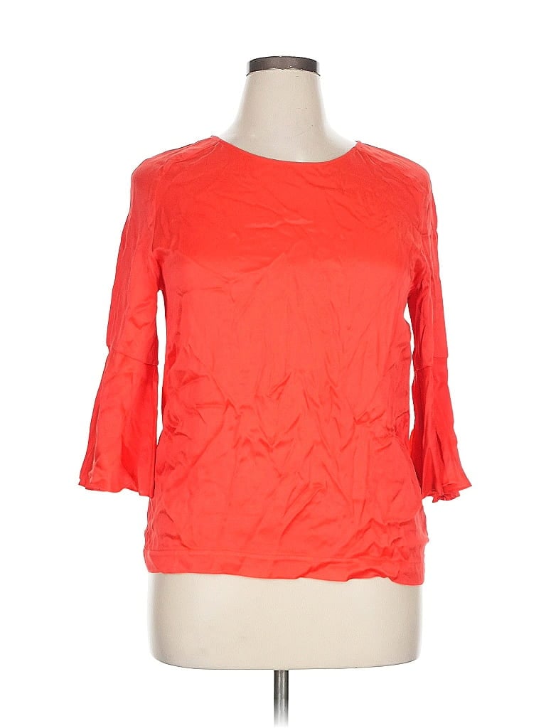 Pre-owned Massimo Dutti 3/4 Sleeve Blouse In Orange