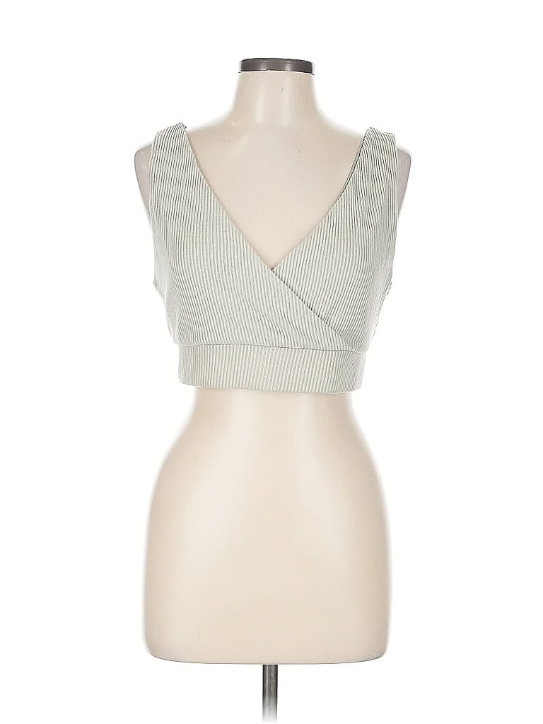 Pre-owned Ocean Drive Clothing Co. Tank Top Green Plunge Neckline Tops