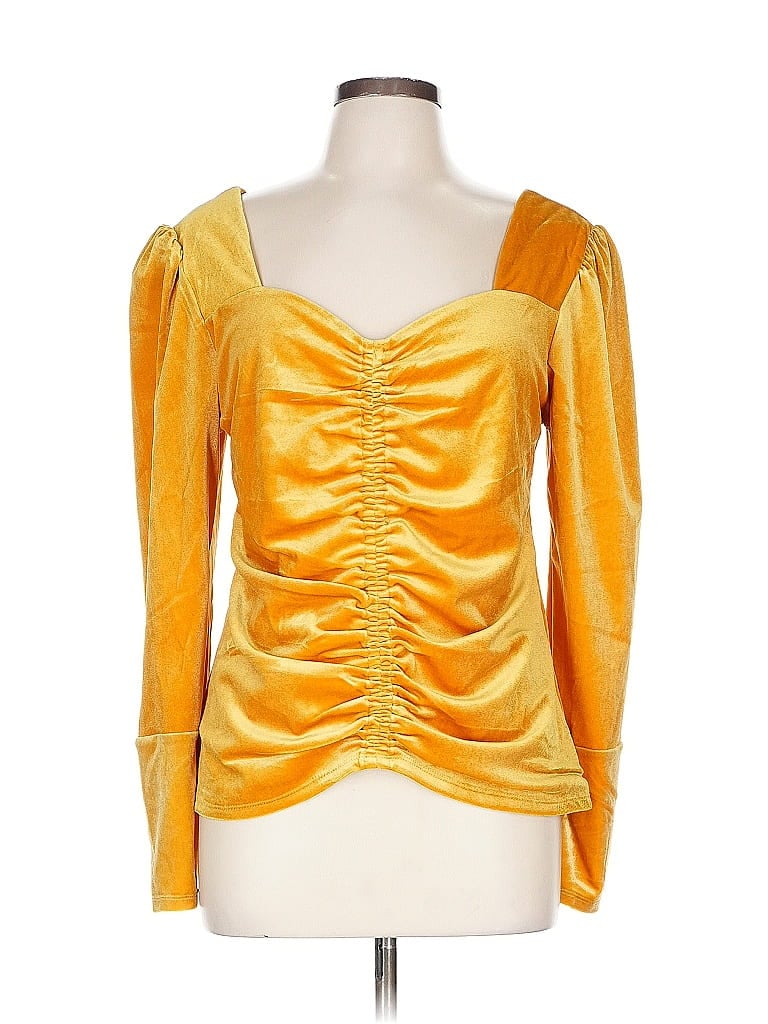 Pre-owned Cato Long Sleeve Blouse In Gold