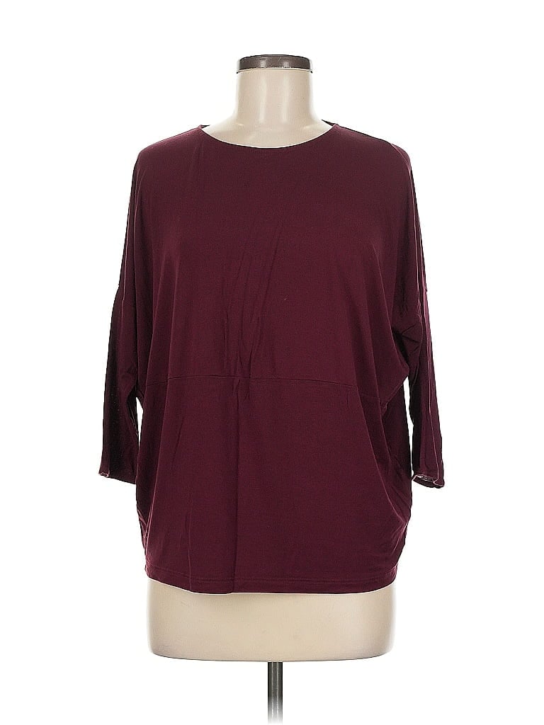 Pre-owned Zara W&b Collection 3/4 Sleeve Top Burgundy Boatneck Tops