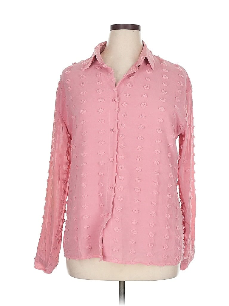 Pre-owned Unbranded Long Sleeve Polo Shirt In Pink