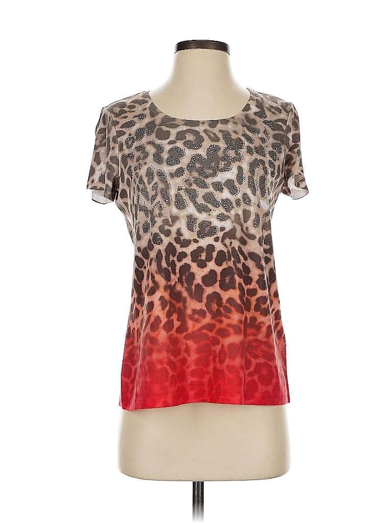 Pre-owned Zenergy By Chico's Short Sleeve T-shirt In Brown