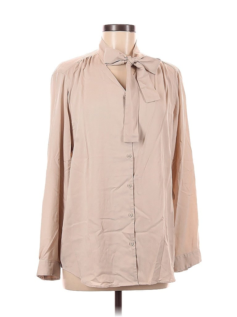 Pre-owned Uniqlo Long Sleeve Blouse In Brown