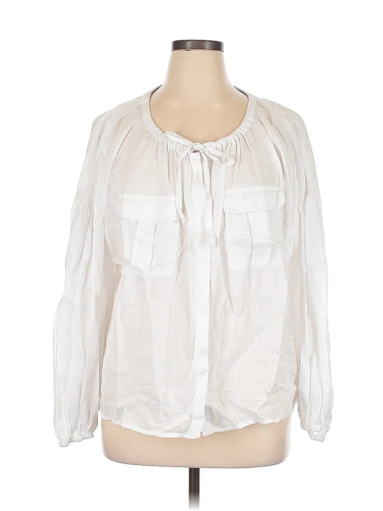 Pre-owned Inc International Concepts 3/4 Sleeve Blouse In White