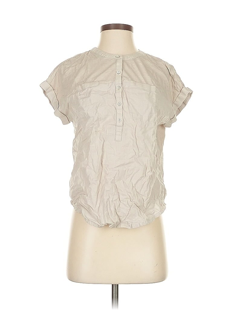 Pre-owned Lucky Brand Short Sleeve Blouse In Gray