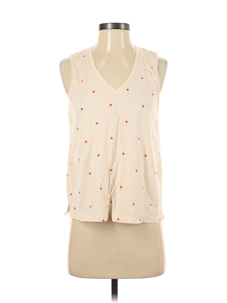 OLD NAVY Pre-owned Tank Top Ivory Plunge Neckline Tops In White