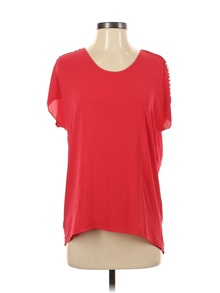 Pre-owned Ann Taylor Loft Short Sleeve Top Red Scoop Neck Tops