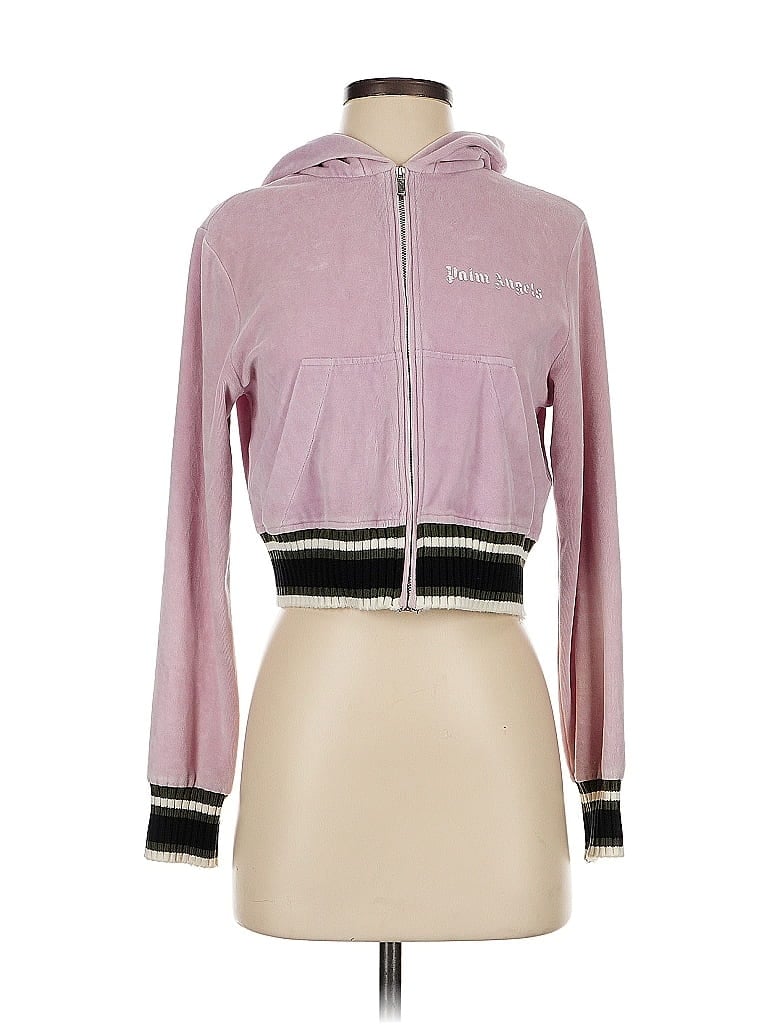 Pre-owned Palm Angels Zip Up Hoodie In Pink