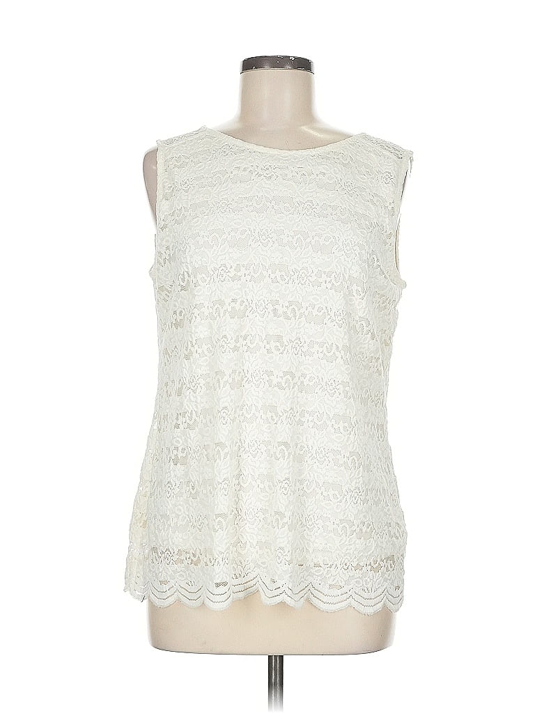 Pre-owned Roz & Ali Sleeveless Blouse In White