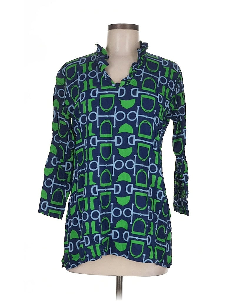 Pre-owned Haley And The Hound 3/4 Sleeve Button Down Shirt In Green