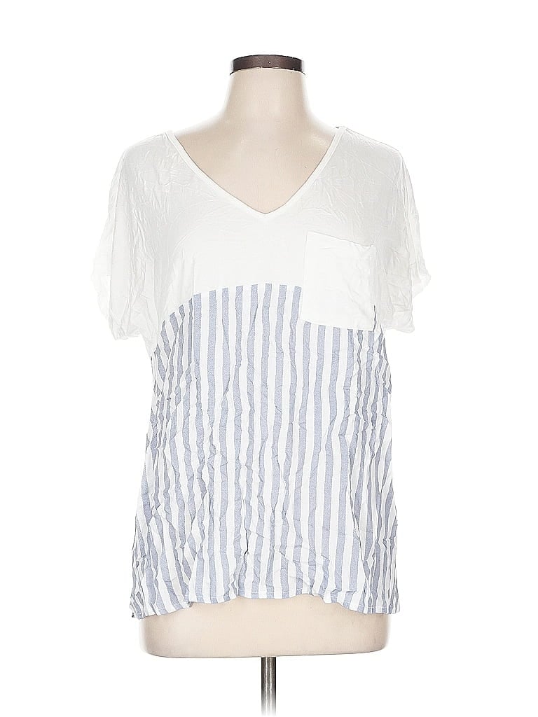 HEM & THREAD Pre-owned Short Sleeve Top White V Neck Tops