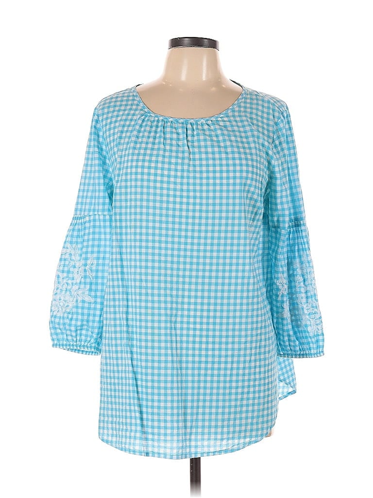 CROWN & IVY Pre-owned 3/4 Sleeve Blouse In Blue