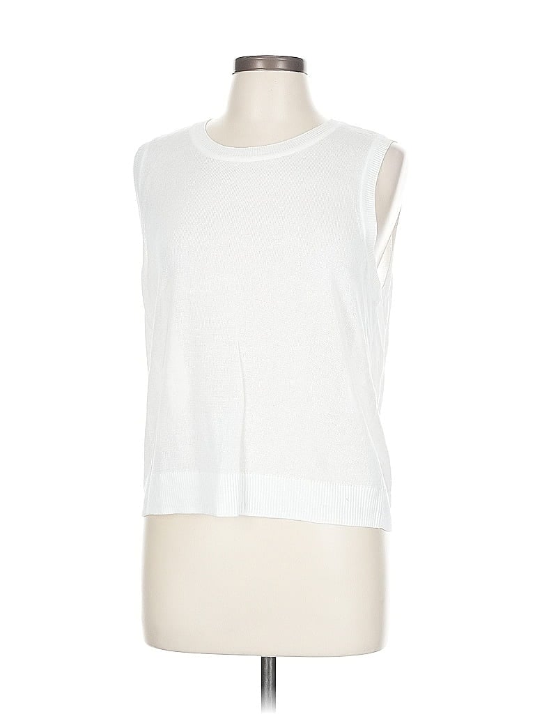 Pre-owned Halogen Sweater Vest In White