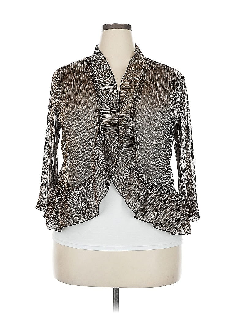 Pre-owned Dressbarn 3/4 Sleeve Blouse In Gray