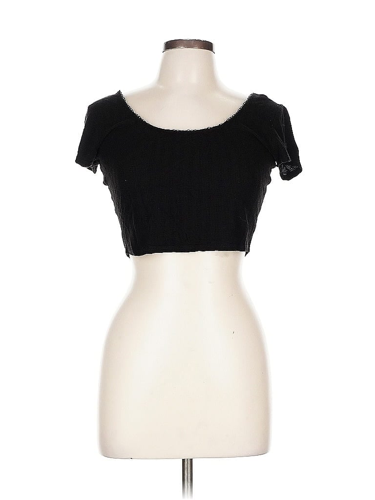 Pre-owned Bozzolo Short Sleeve Top Black Sweetheart Neckline Tops
