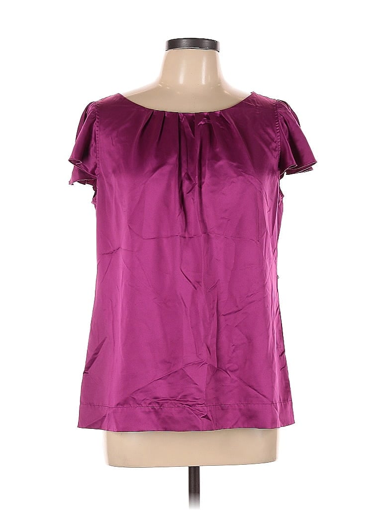 Pre-owned Ann Taylor Factory Short Sleeve Blouse In Purple