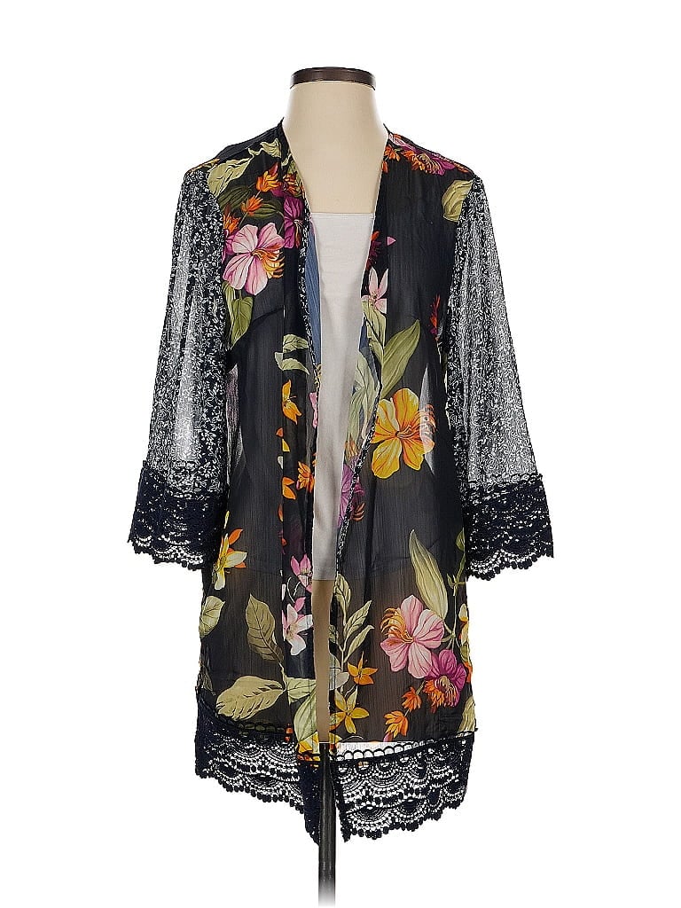 Pre-owned Christopher & Banks Kimono In Black
